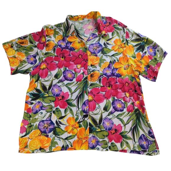 VTG Express Mens Large Hawaiian Shirt Rayon Floral Aloha Made Hong Kong 90s - Picture 1 of 9